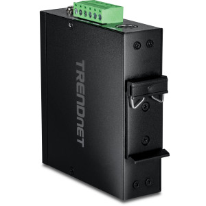 TRENDnet TI-UF11SFP Industrial SFP to Gigabit PoE++ Media Converter, IP50, DIN rail or wall mount, Multi or single mode fiber